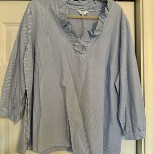 Crown & Ivy Blue Pinstripe Blouse